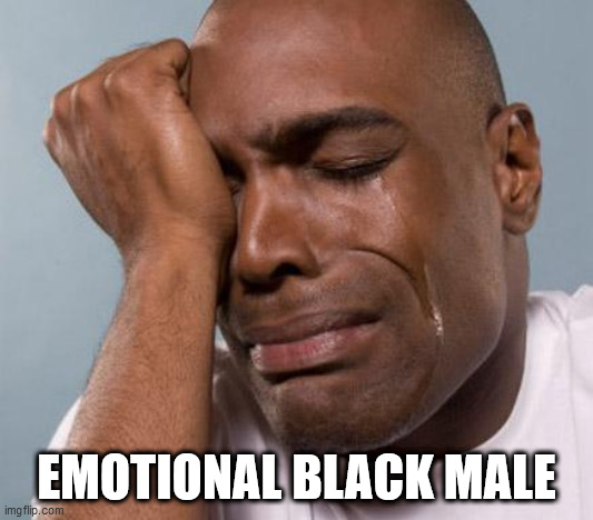 black man crying |  EMOTIONAL BLACK MALE | image tagged in black man crying | made w/ Imgflip meme maker