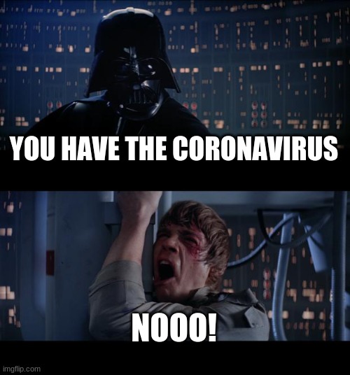 Star Wars No | YOU HAVE THE CORONAVIRUS; NOOO! | image tagged in memes,star wars no | made w/ Imgflip meme maker