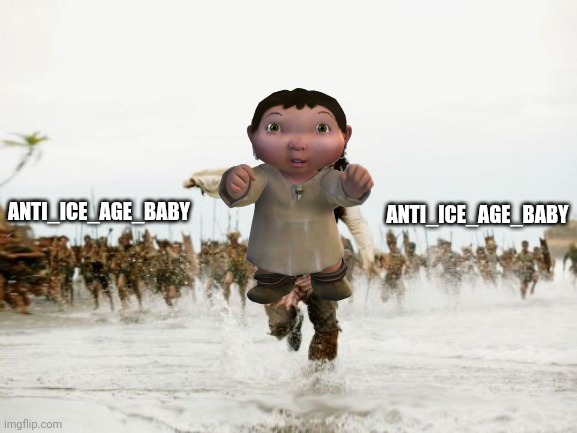 Our Anti_Ice_Age_Baby Army Is After Ice Age Baby (let's kill him) | ANTI_ICE_AGE_BABY; ANTI_ICE_AGE_BABY | image tagged in memes,jack sparrow being chased | made w/ Imgflip meme maker