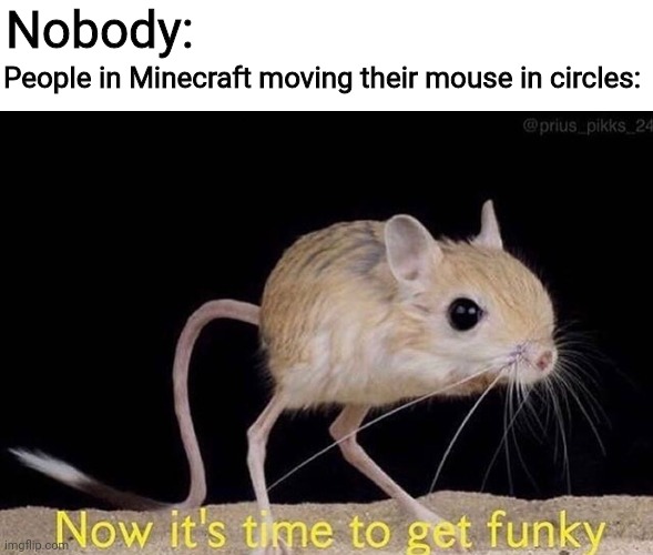 Now it’s time to get funky | Nobody:; People in Minecraft moving their mouse in circles: | image tagged in now its time to get funky | made w/ Imgflip meme maker