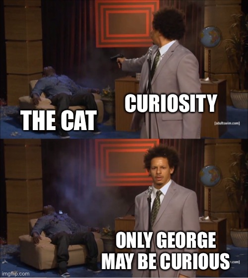 Who Killed Hannibal Meme | CURIOSITY; THE CAT; ONLY GEORGE MAY BE CURIOUS | image tagged in memes,who killed hannibal | made w/ Imgflip meme maker