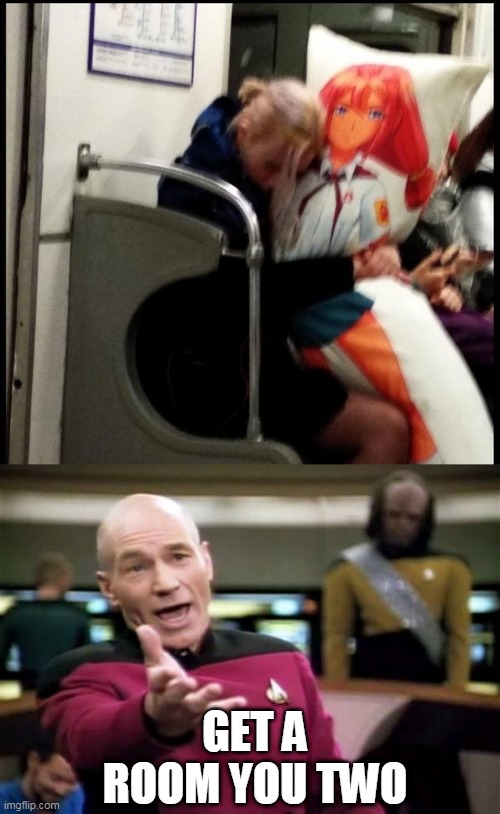 SUBWAY PEOPLE | GET A ROOM YOU TWO | image tagged in memes,picard wtf,wtf,waifu | made w/ Imgflip meme maker