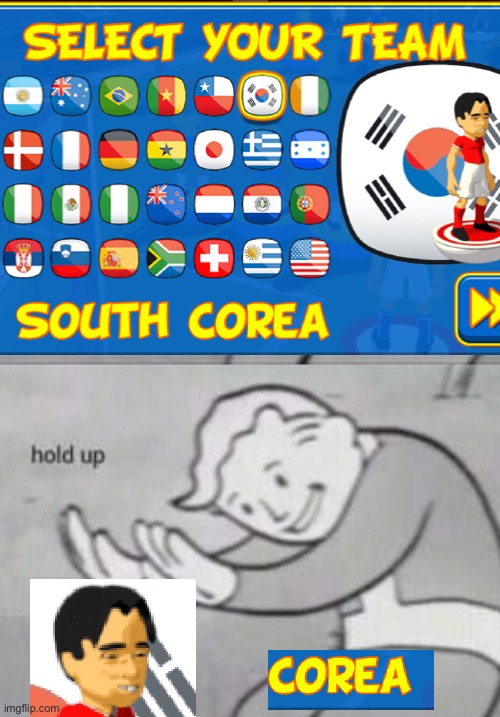 Corea?? | image tagged in fallout hold up,hold up,fat asian kid,asian,asian dad,asian stereotypes | made w/ Imgflip meme maker