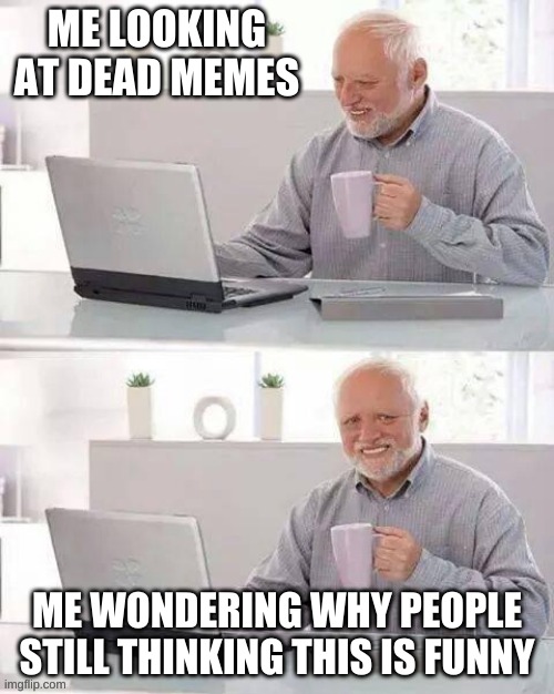 Hide the Pain Harold | ME LOOKING AT DEAD MEMES; ME WONDERING WHY PEOPLE STILL THINKING THIS IS FUNNY | image tagged in memes,hide the pain harold | made w/ Imgflip meme maker