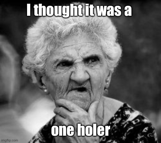 confused old lady | I thought it was a one holer | image tagged in confused old lady | made w/ Imgflip meme maker
