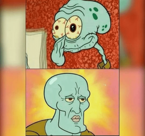 Ugly and Handsome Squidward Blank Meme Template