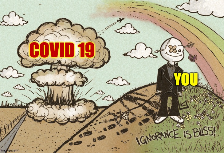 COVID 19; YOU | image tagged in memes,covid-19,blissful ignorance | made w/ Imgflip meme maker