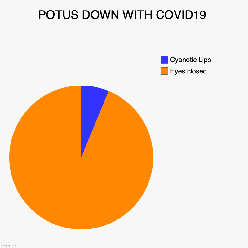 POTUS DOWN WITH COVID19 | Eyes closed, Cyanotic Lips | image tagged in charts,pie charts | made w/ Imgflip chart maker