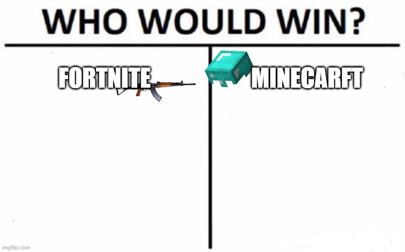 Who Would Win? | FORTNITE; MINECARFT | image tagged in memes,who would win | made w/ Imgflip meme maker
