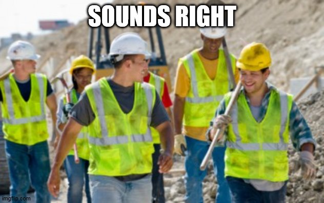 Construction worker | SOUNDS RIGHT | image tagged in construction worker | made w/ Imgflip meme maker