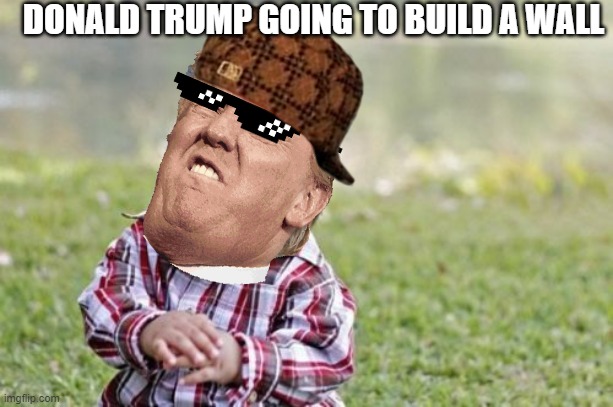 Evil Toddler | DONALD TRUMP GOING TO BUILD A WALL | image tagged in memes,evil toddler | made w/ Imgflip meme maker