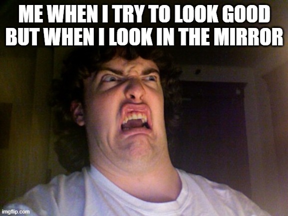 Oh No Meme | ME WHEN I TRY TO LOOK GOOD BUT WHEN I LOOK IN THE MIRROR | image tagged in memes,oh no | made w/ Imgflip meme maker