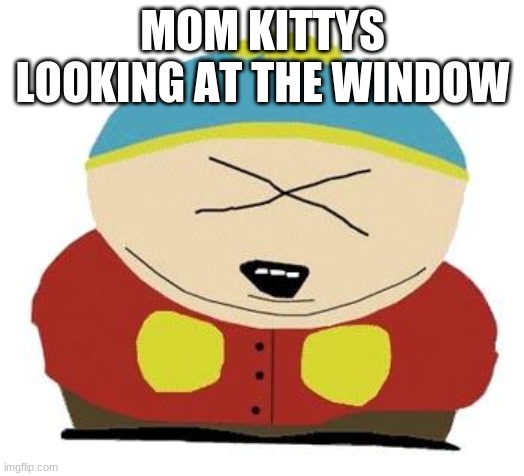 Cartman | MOM KITTYS LOOKING AT THE WINDOW | image tagged in cartman | made w/ Imgflip meme maker