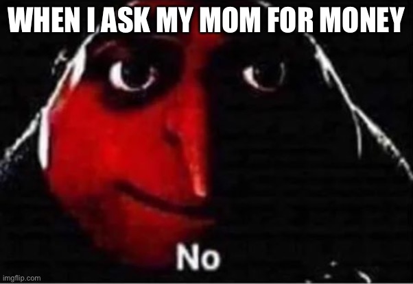 Gru No | WHEN I ASK MY MOM FOR MONEY | image tagged in gru no | made w/ Imgflip meme maker
