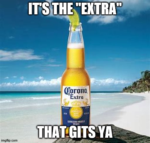 IT'S THE "EXTRA"; THAT GITS YA | image tagged in extra | made w/ Imgflip meme maker