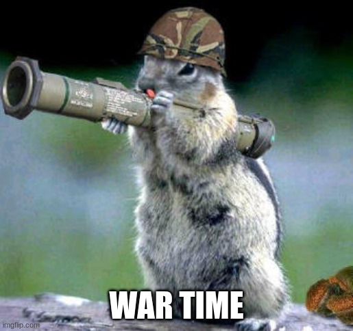 Bazooka Squirrel Meme | WAR TIME | image tagged in memes,bazooka squirrel | made w/ Imgflip meme maker
