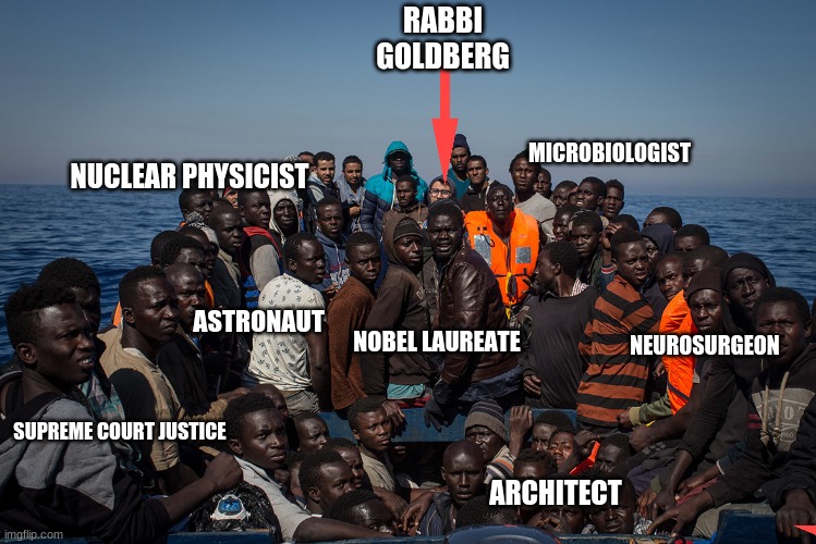 They're sending their best | RABBI GOLDBERG; MICROBIOLOGIST; NUCLEAR PHYSICIST; ASTRONAUT; NEUROSURGEON; NOBEL LAUREATE; SUPREME COURT JUSTICE; ARCHITECT | image tagged in illegal immigration,best of the best,meme,humor | made w/ Imgflip meme maker