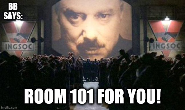Big brother  | BB SAYS: ROOM 101 FOR YOU! | image tagged in big brother | made w/ Imgflip meme maker