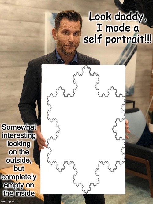 Look daddy, I made a self portrait!!! Somewhat interesting looking on the outside, but completely empty on the inside | image tagged in dave rubin | made w/ Imgflip meme maker