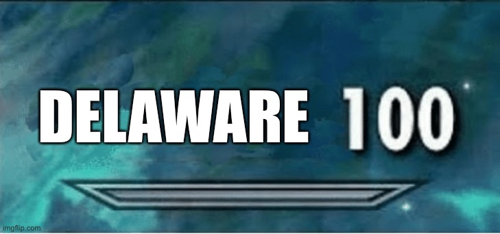 Skyrim 100 Blank | DELAWARE | image tagged in skyrim 100 blank | made w/ Imgflip meme maker