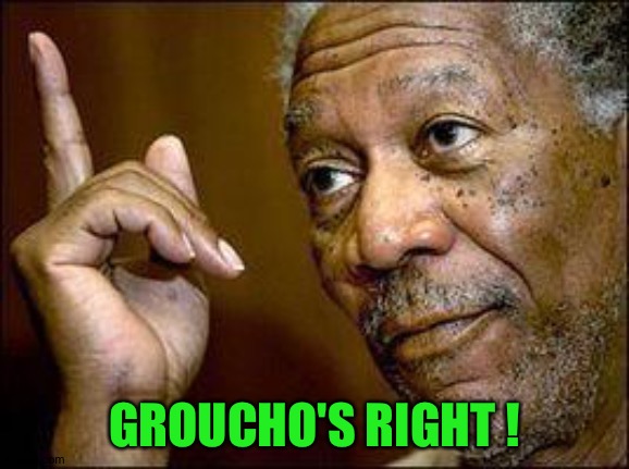 He's Right You Know | GROUCHO'S RIGHT ! | image tagged in he's right you know | made w/ Imgflip meme maker