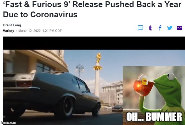 Finally, something positive about all this. | OH... BUMMER | image tagged in coronavirus,virus,sick,news,fast and furious | made w/ Imgflip meme maker