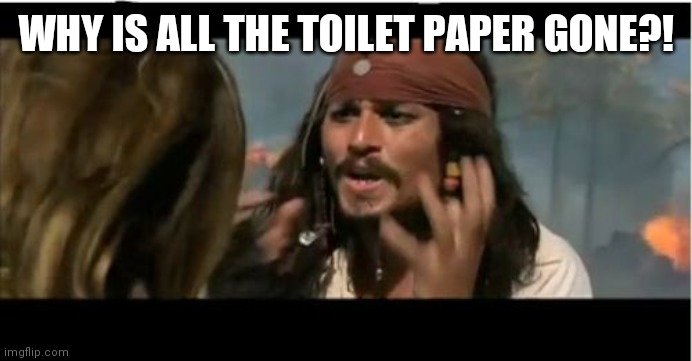 Why Is The Rum Gone | WHY IS ALL THE TOILET PAPER GONE?! | image tagged in memes,why is the rum gone | made w/ Imgflip meme maker