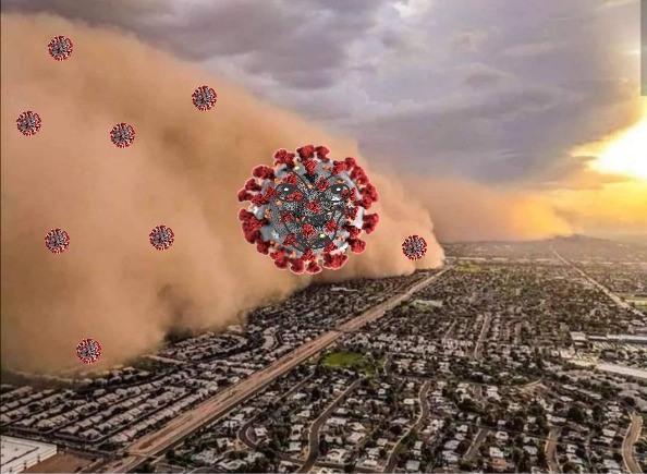 High Quality Coronavirus Sand Storm Over City Blank Meme Template