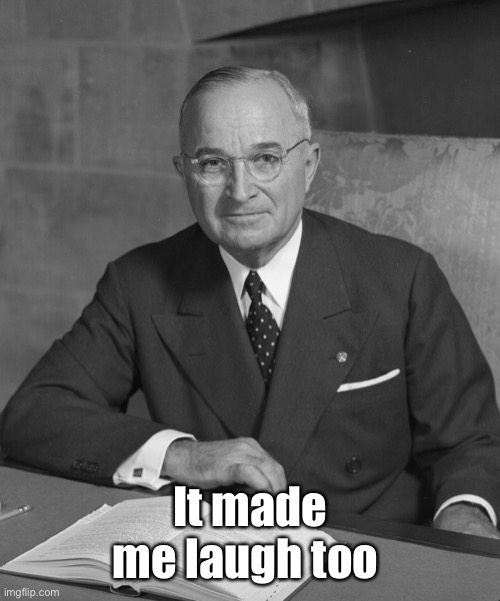 Truman  | It made me laugh too | image tagged in truman | made w/ Imgflip meme maker