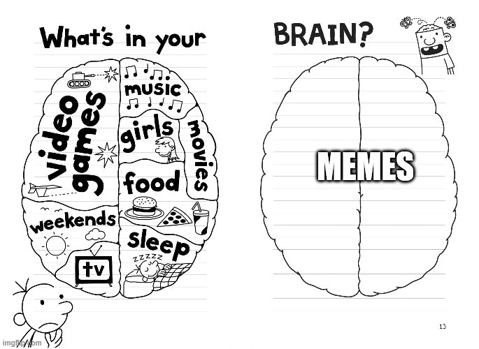 Diary of a wimpy kid brain | MEMES | image tagged in diary of a wimpy kid brain | made w/ Imgflip meme maker