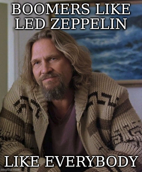 opinion | BOOMERS LIKE LED ZEPPELIN; LIKE EVERYBODY | image tagged in opinion | made w/ Imgflip meme maker