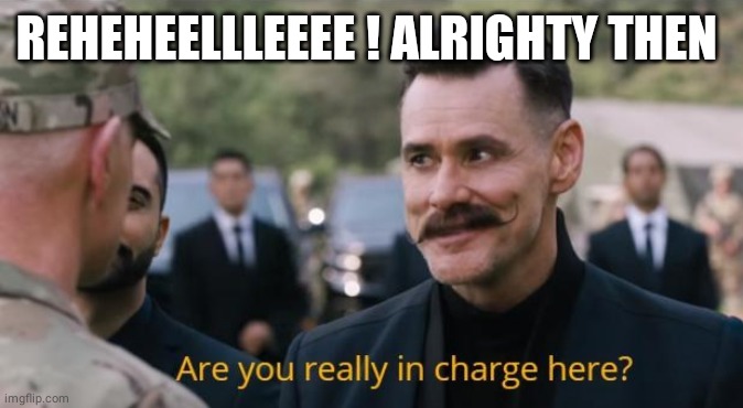 Are you really in charge here? | REHEHEELLLEEEE ! ALRIGHTY THEN | image tagged in are you really in charge here | made w/ Imgflip meme maker