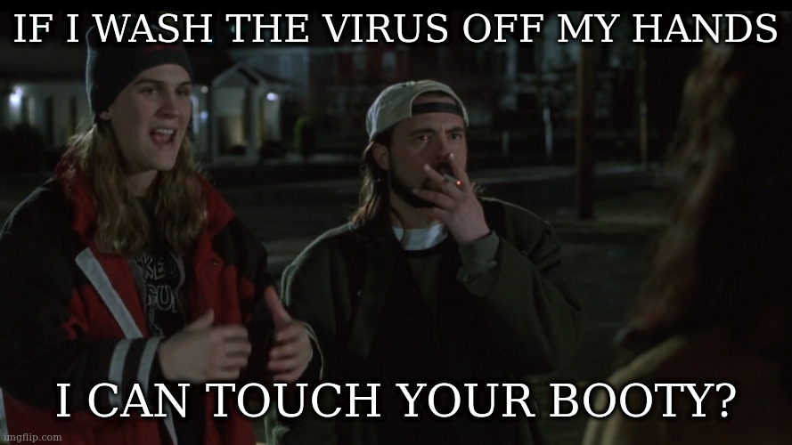 IF I WASH THE VIRUS OFF MY HANDS; I CAN TOUCH YOUR BOOTY? | made w/ Imgflip meme maker