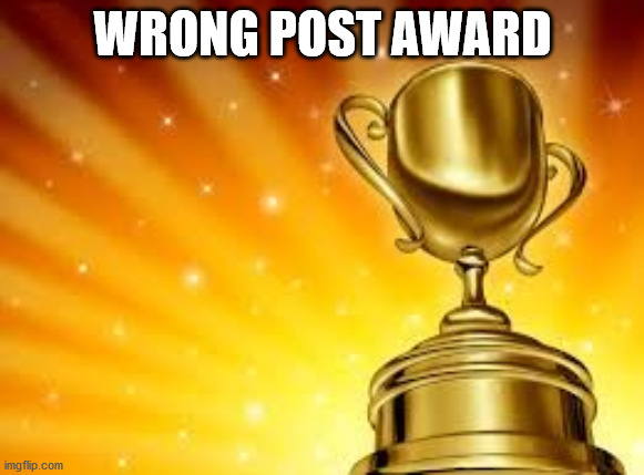 Award | WRONG POST AWARD | image tagged in award | made w/ Imgflip meme maker