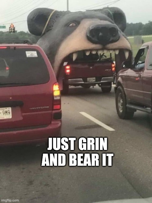 JUST GRIN AND BEAR IT | made w/ Imgflip meme maker