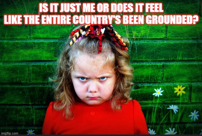 Grounded | IS IT JUST ME OR DOES IT FEEL LIKE THE ENTIRE COUNTRY'S BEEN GROUNDED? | image tagged in carona virus | made w/ Imgflip meme maker