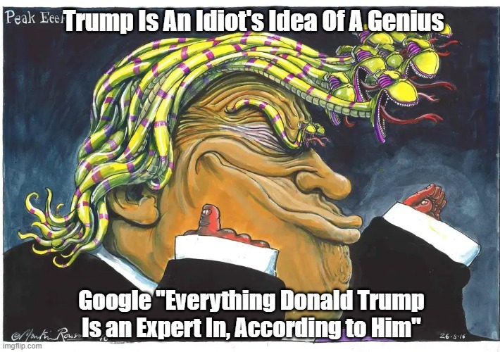 Trump Is An Idiot's Idea Of A Genius Google "Everything Donald Trump Is an Expert In, According to Him" | made w/ Imgflip meme maker