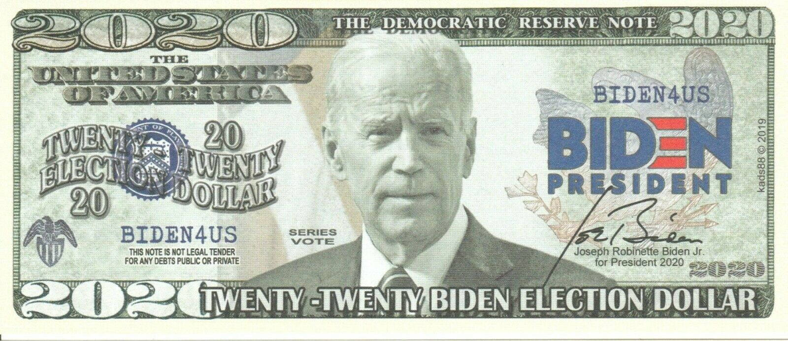 Joe Biden $2020 bill, obverse Blank Meme Template
