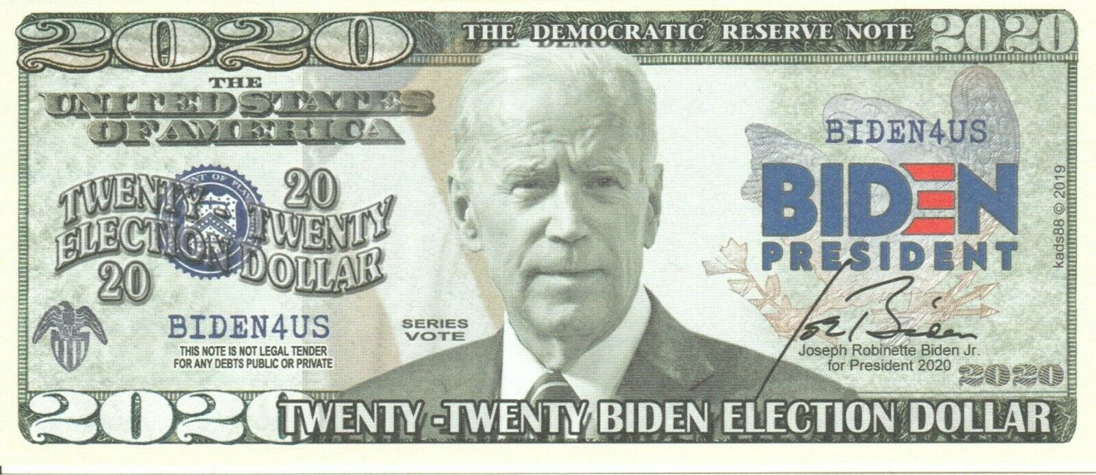 High Quality Joe Biden $2020 bill, obverse Blank Meme Template