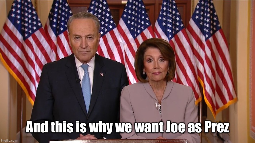 Chuck and Nancy | And this is why we want Joe as Prez | image tagged in chuck and nancy | made w/ Imgflip meme maker