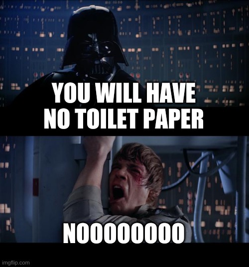 Star Wars No | YOU WILL HAVE NO TOILET PAPER; NOOOOOOOO | image tagged in memes,star wars no | made w/ Imgflip meme maker