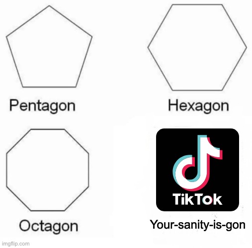 Tiktok = Insanity | Your-sanity-is-gon | image tagged in memes,pentagon hexagon octagon | made w/ Imgflip meme maker