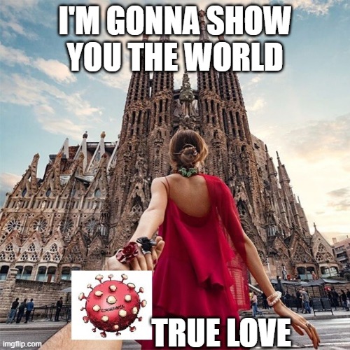 Hope everyone stays safe & through hard times like this we can still smile and beat this as soon as possible. #StayInside | I'M GONNA SHOW YOU THE WORLD; TRUE LOVE | image tagged in travel | made w/ Imgflip meme maker