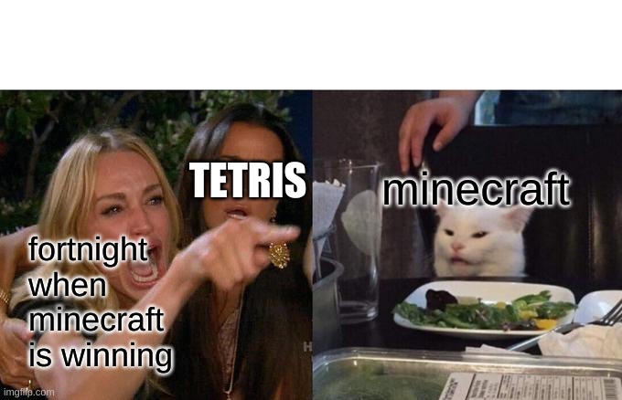 Woman Yelling At Cat | TETRIS; minecraft; fortnight when minecraft is winning | image tagged in memes,woman yelling at cat | made w/ Imgflip meme maker