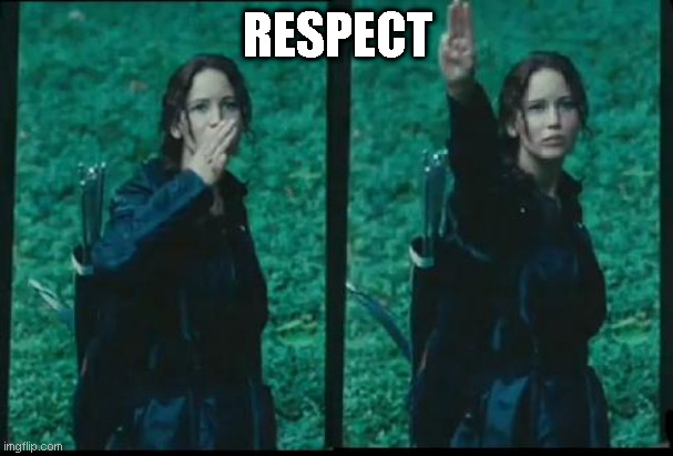 Katniss Respect | RESPECT | image tagged in katniss respect | made w/ Imgflip meme maker