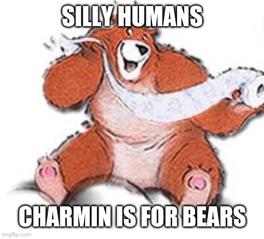 charmin | SILLY HUMANS CHARMIN IS FOR BEARS | image tagged in charmin | made w/ Imgflip meme maker