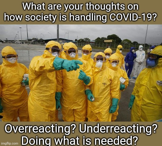 Coronavirus Body suit | What are your thoughts on how society is handling COVID-19? Overreacting? Underreacting? Doing what is needed? | image tagged in coronavirus body suit | made w/ Imgflip meme maker