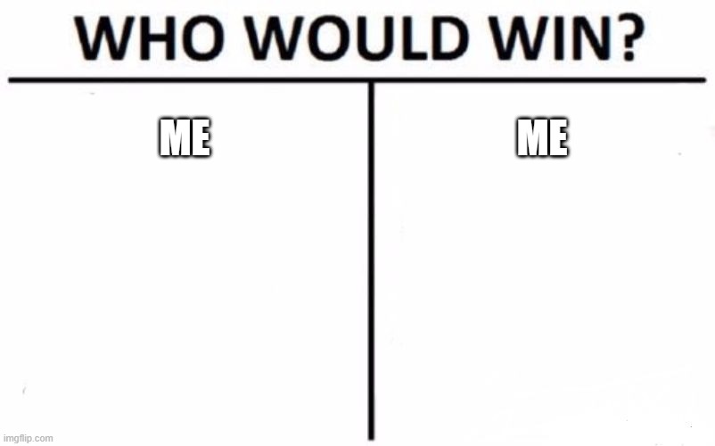 Who Would Win? Meme | ME; ME | image tagged in memes,who would win | made w/ Imgflip meme maker