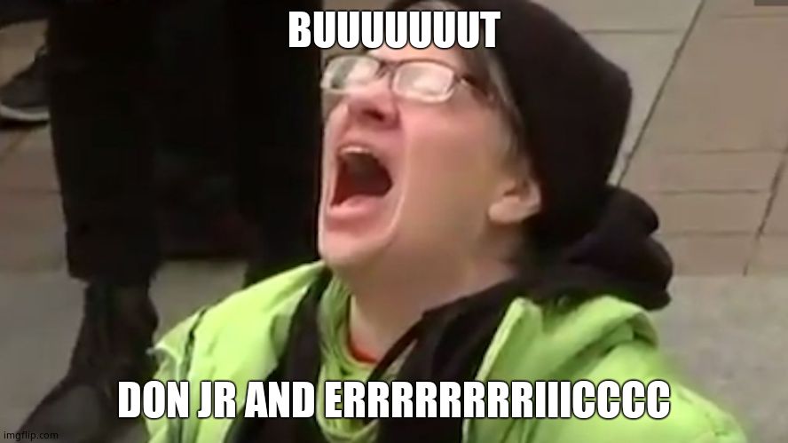 Screaming Liberal  | BUUUUUUUT DON JR AND ERRRRRRRRIIICCCC | image tagged in screaming liberal | made w/ Imgflip meme maker