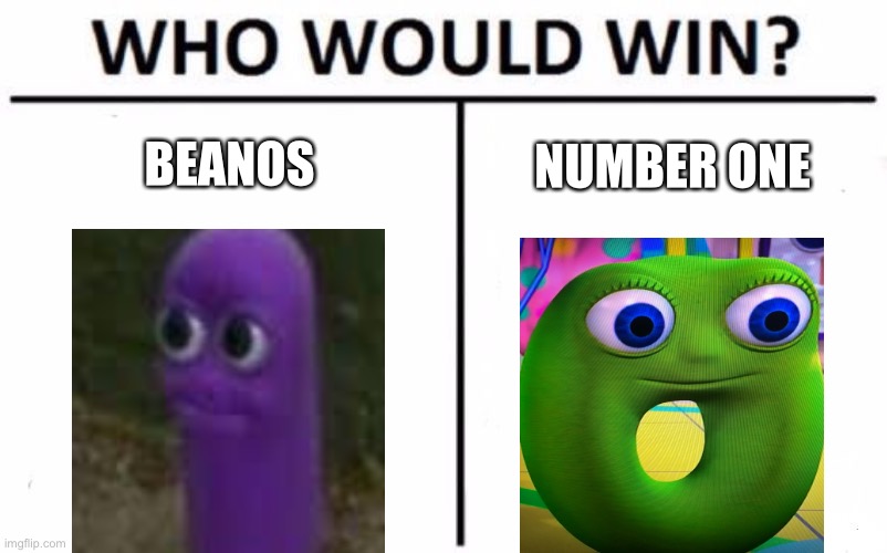 Who Would Win? Meme | BEANOS; NUMBER ONE | image tagged in memes,who would win | made w/ Imgflip meme maker